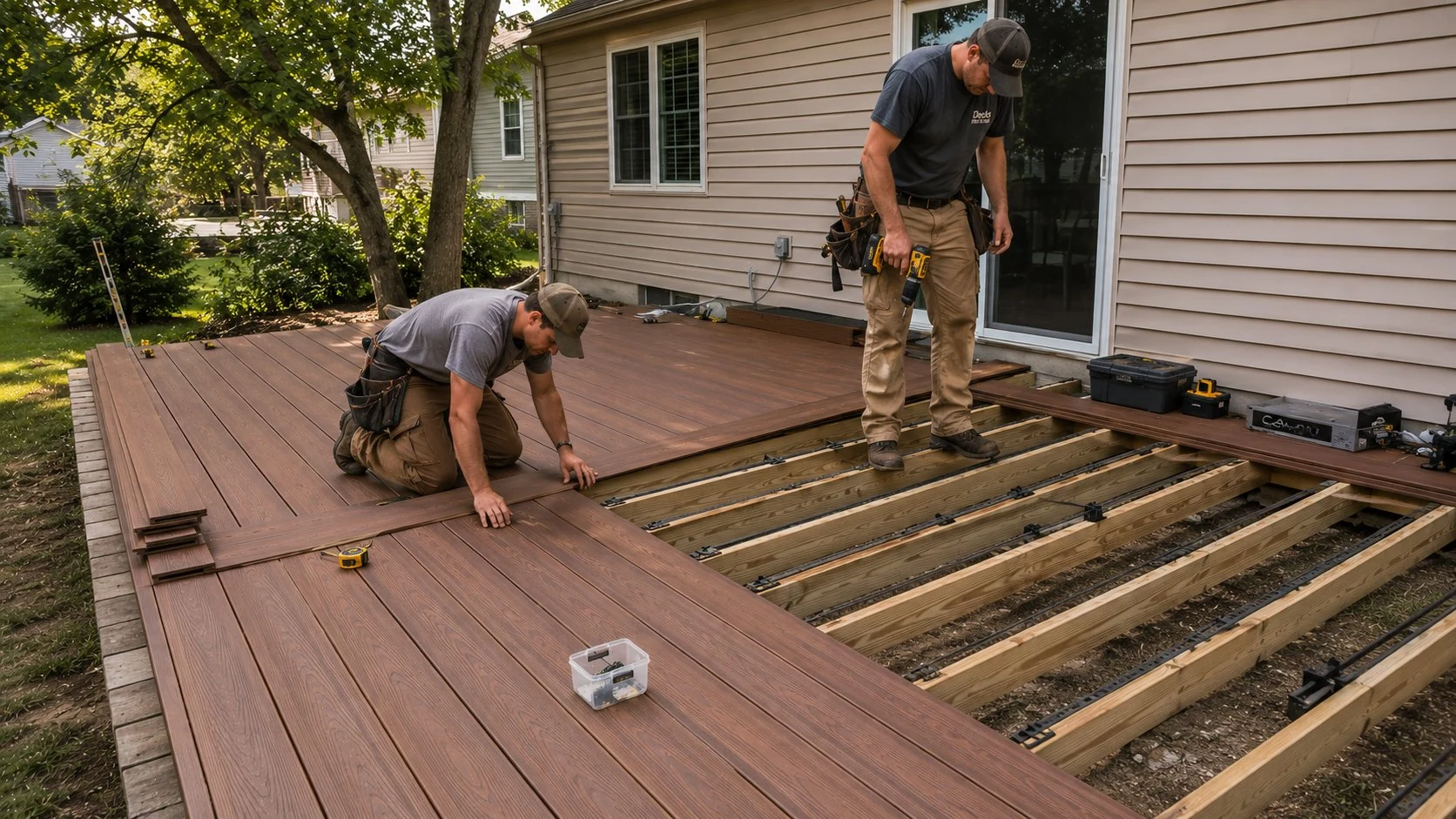 Composite deck installation underway Licking County Ohio