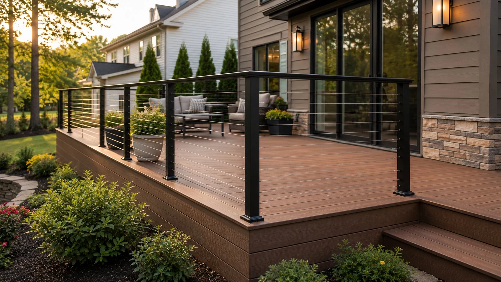 Cable railing deck modern Ohio