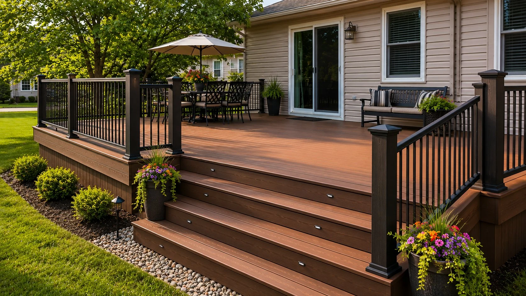 New Trex composite deck after full replacement in Licking County Ohio