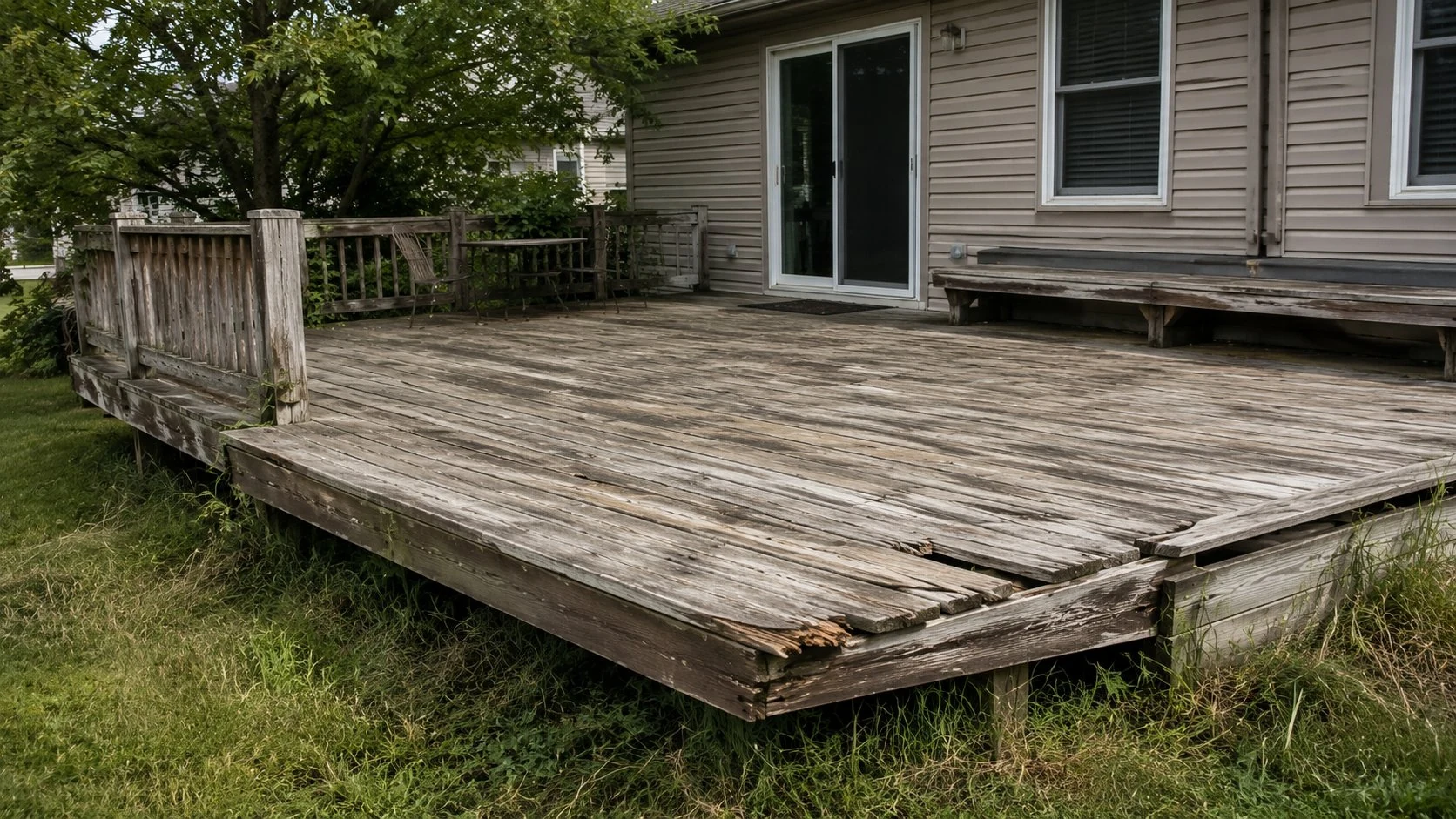 Deteriorated deck before replacement Licking County Ohio