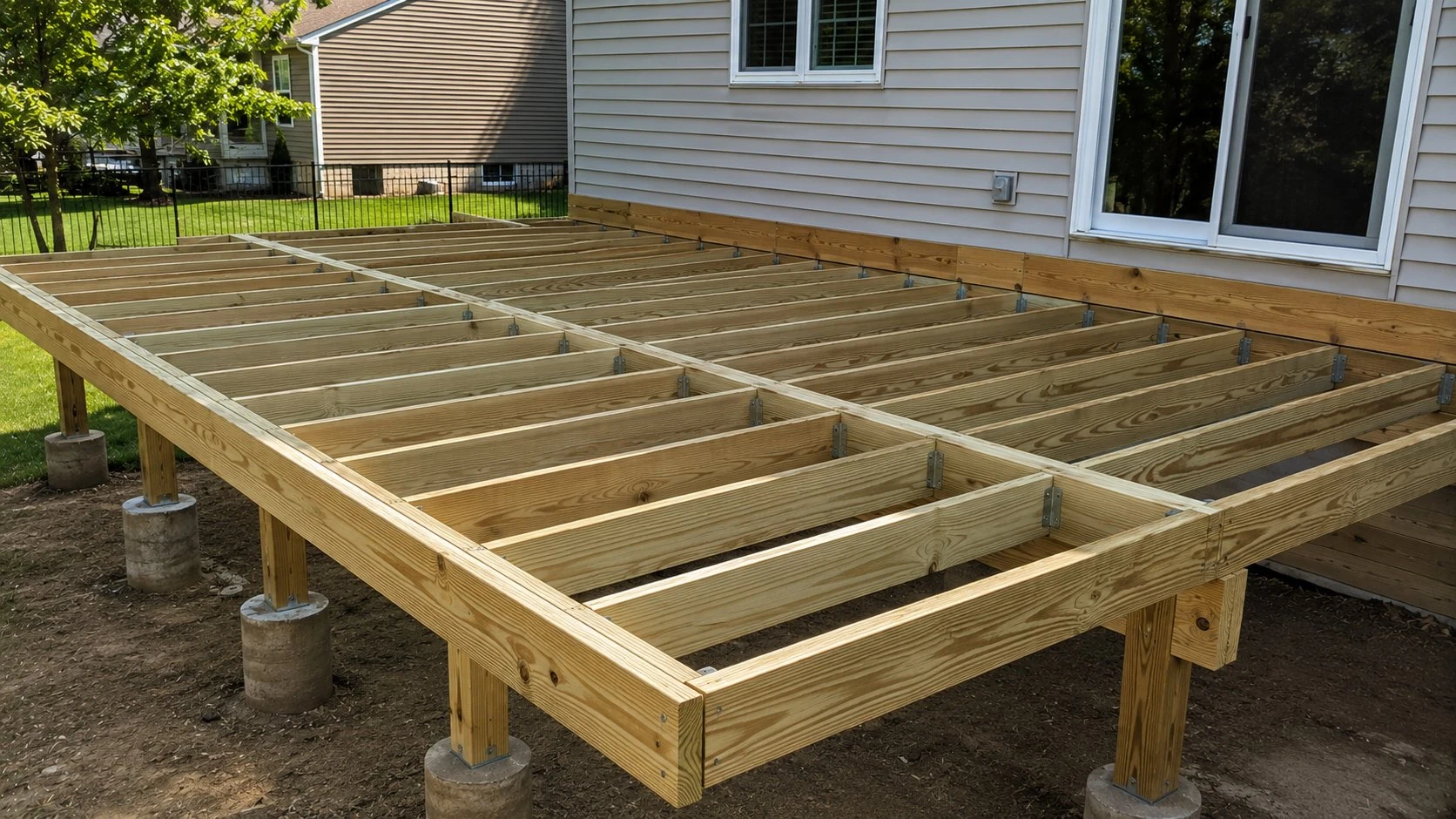 Wood deck framing and joists construction Ohio